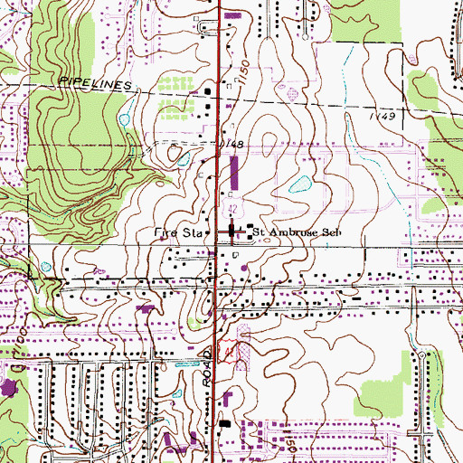 Topographic Map of Saint Ambrose School, OH