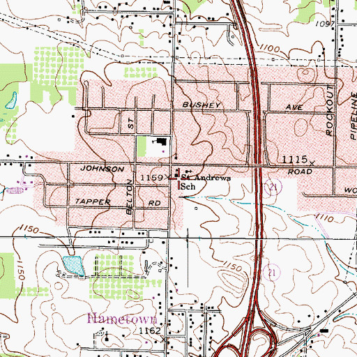 Topographic Map of Saint Andrews School, OH