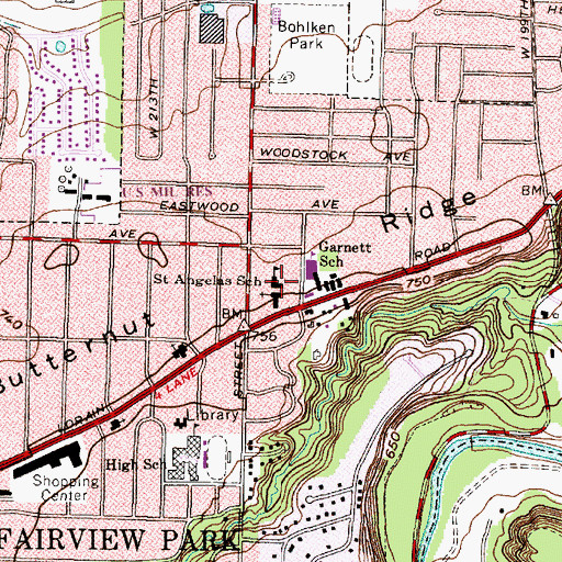 Topographic Map of Saint Angela Merici School, OH