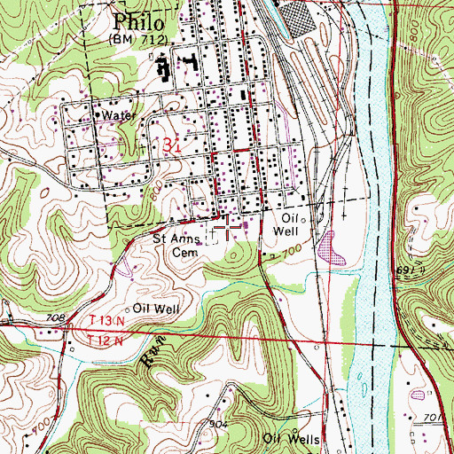 Topographic Map of Saint Anns Cemetery, OH
