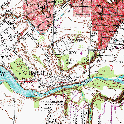Topographic Map of Saint Anns Cemetery, OH