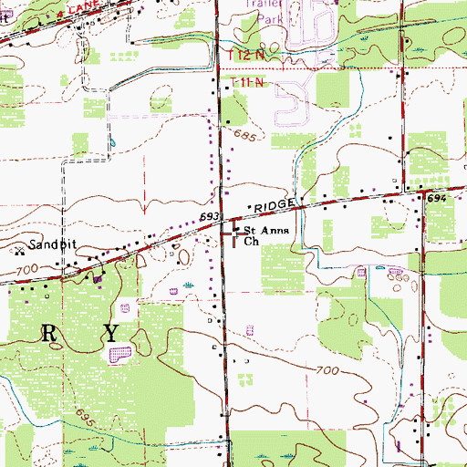 Topographic Map of Saint Anns Church, OH