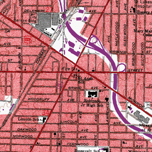 Topographic Map of Saint Anns School, OH