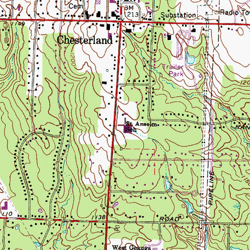Topographic Map of Saint Anselm School, OH