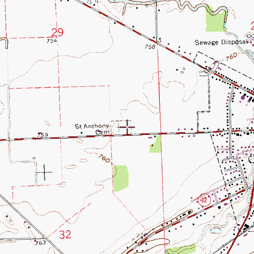 Topographic Map of Saint Anthony Cemetery, OH