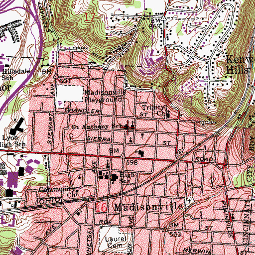 Topographic Map of Saint Anthonys School, OH