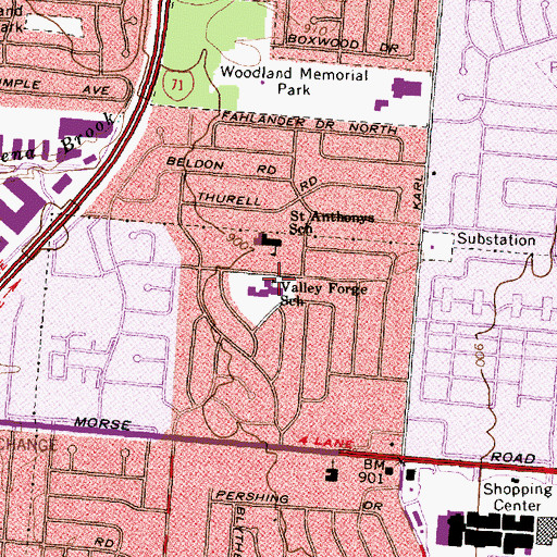 Topographic Map of Saint Anthonys School, OH