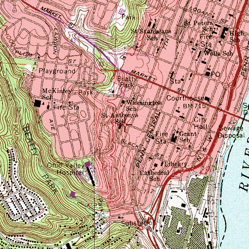 Topographic Map of Saint Anthonys School, OH