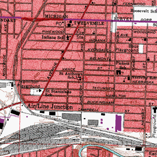 Topographic Map of Saint Anthonys School, OH