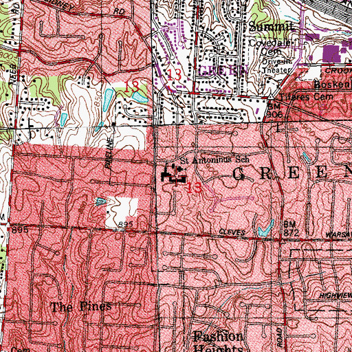 Topographic Map of Saint Antoninus School, OH