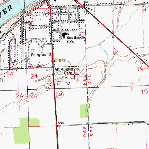 Topographic Map of Saint Augustine Cemetery, OH