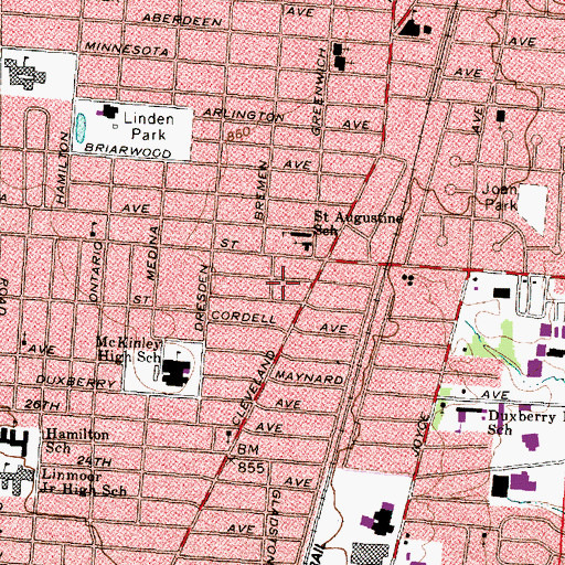 Topographic Map of Saint Augustine School, OH