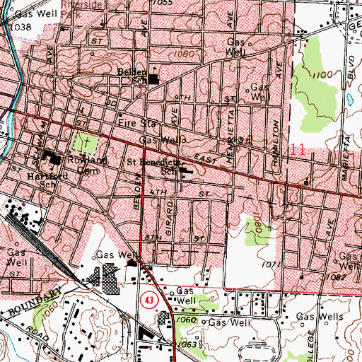 Topographic Map of Saint Benedicts School, OH