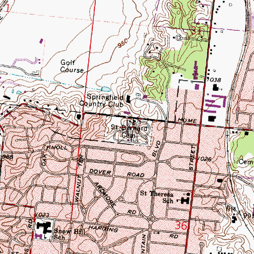 Topographic Map of Saint Bernard Cemetery, OH