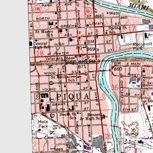 Topographic Map of Saint Bonifaces School, OH