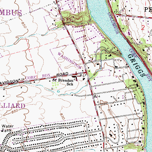Topographic Map of Saint Brendan School, OH