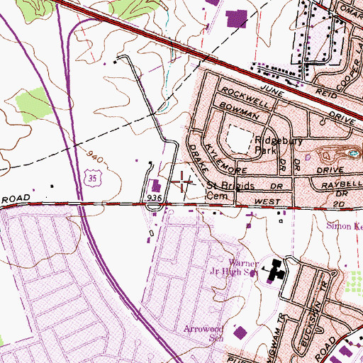 Topographic Map of Saint Brigids Cemetery, OH