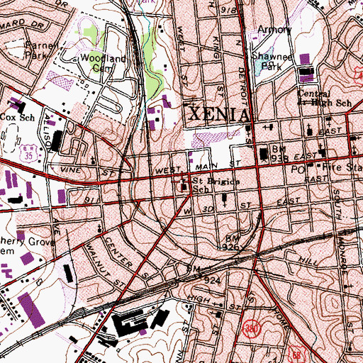 Topographic Map of Saint Brigids School, OH