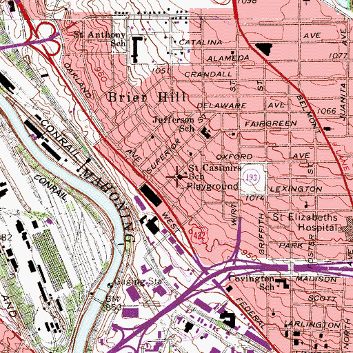Topographic Map of Saint Casimirs School, OH