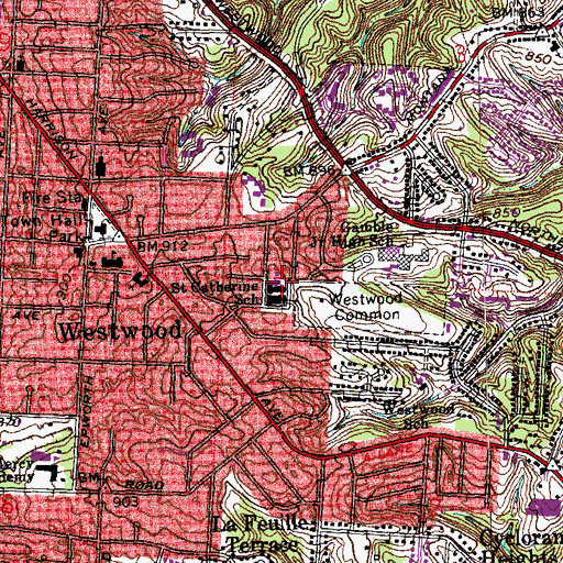 Topographic Map of Saint Catherine School, OH