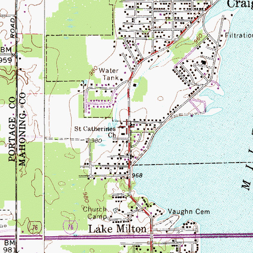 Topographic Map of Saint Catherines Church, OH