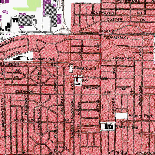 Topographic Map of Saint Catherine of Siena School, OH