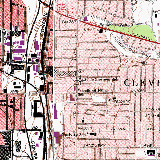 Topographic Map of Saint Catherines School (historical), OH