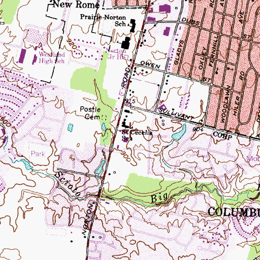 Topographic Map of Saint Cecelia School, OH