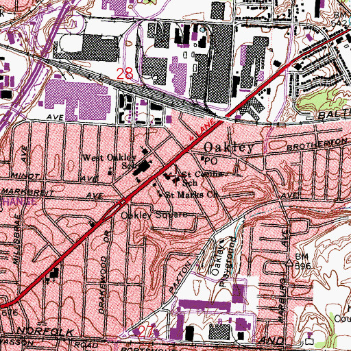 Topographic Map of Saint Cecilia School, OH