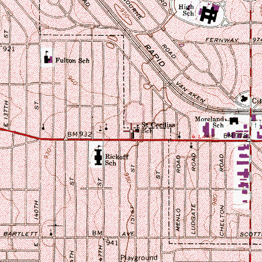 Topographic Map of Saint Cecilias School, OH