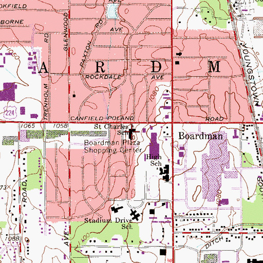 Topographic Map of Saint Charles School, OH