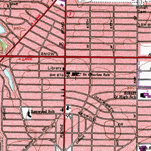 Topographic Map of Saint Charles School, OH