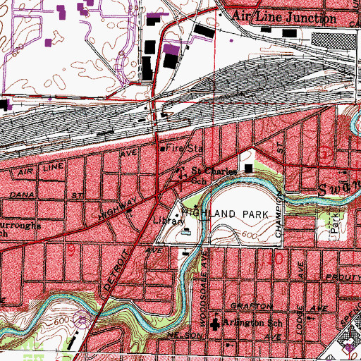 Topographic Map of Saint Charles School, OH