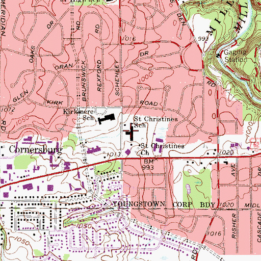 Topographic Map of Saint Christines School, OH