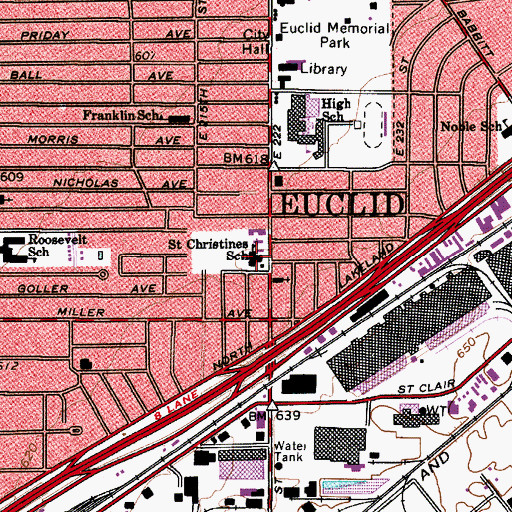 Topographic Map of Saint Christine Catholic School (historical), OH