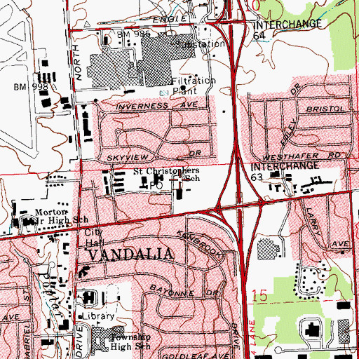 Topographic Map of Saint Christophers School, OH