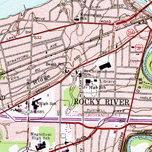Topographic Map of Saint Christophers School, OH