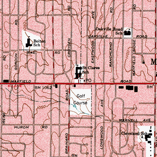 Topographic Map of Saint Clares School, OH