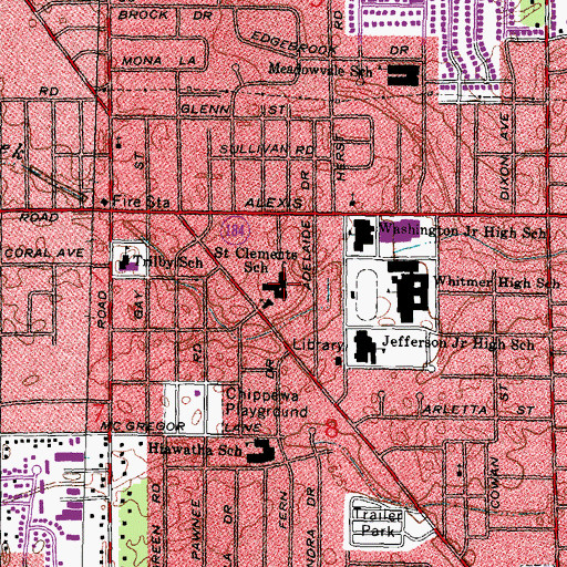 Topographic Map of Saint Clements School, OH