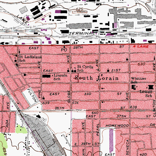 Topographic Map of Saint Cyrils School, OH