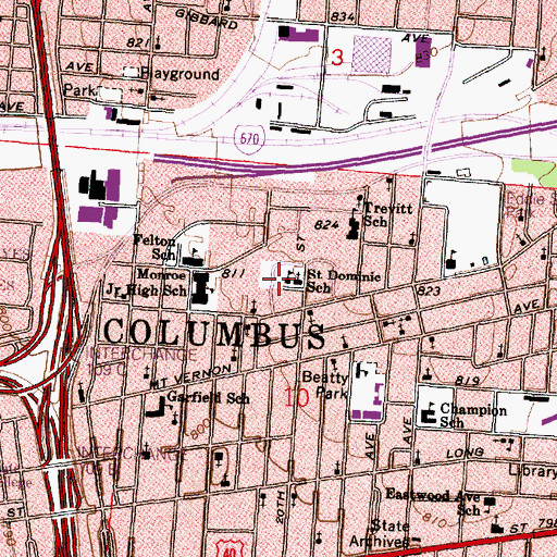 Topographic Map of Saint Dominic School, OH