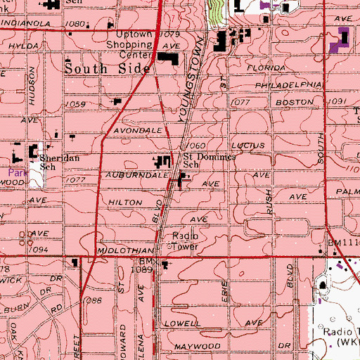 Topographic Map of Saint Dominics School, OH