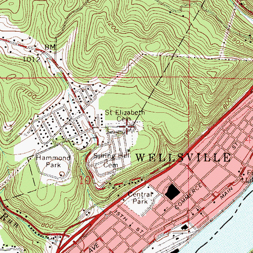 Topographic Map of Saint Elizabeth Cemetery, OH