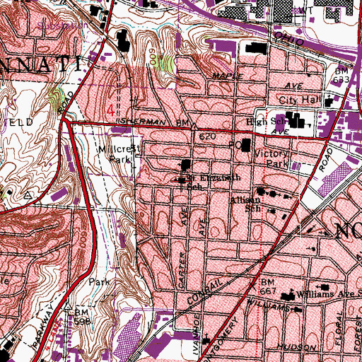 Topographic Map of Saint Elizabeth School, OH