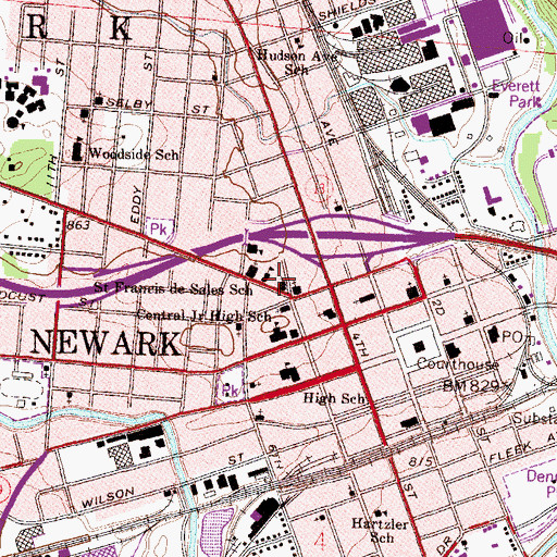 Topographic Map of Saint Francis De Sales School, OH
