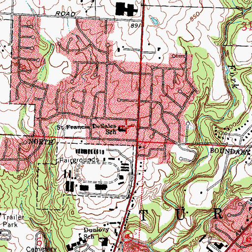 Topographic Map of Saint Francis DeSales School, OH