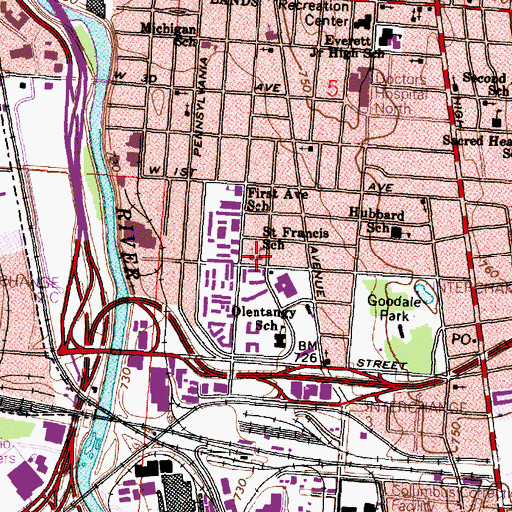 Topographic Map of Saint Francis School, OH