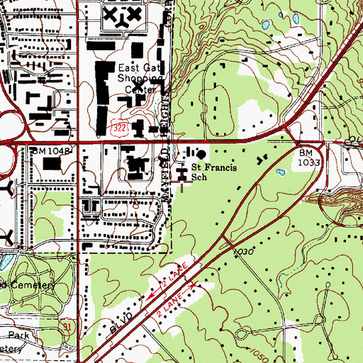 Topographic Map of Saint Francis School, OH
