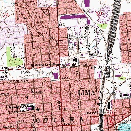 Topographic Map of Saint Gerards College, OH