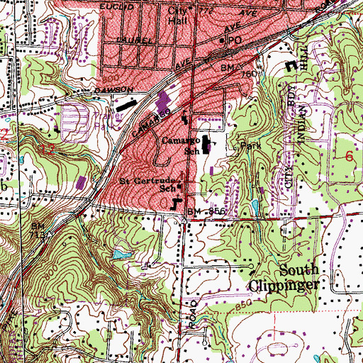 Topographic Map of Saint Gertrude School, OH